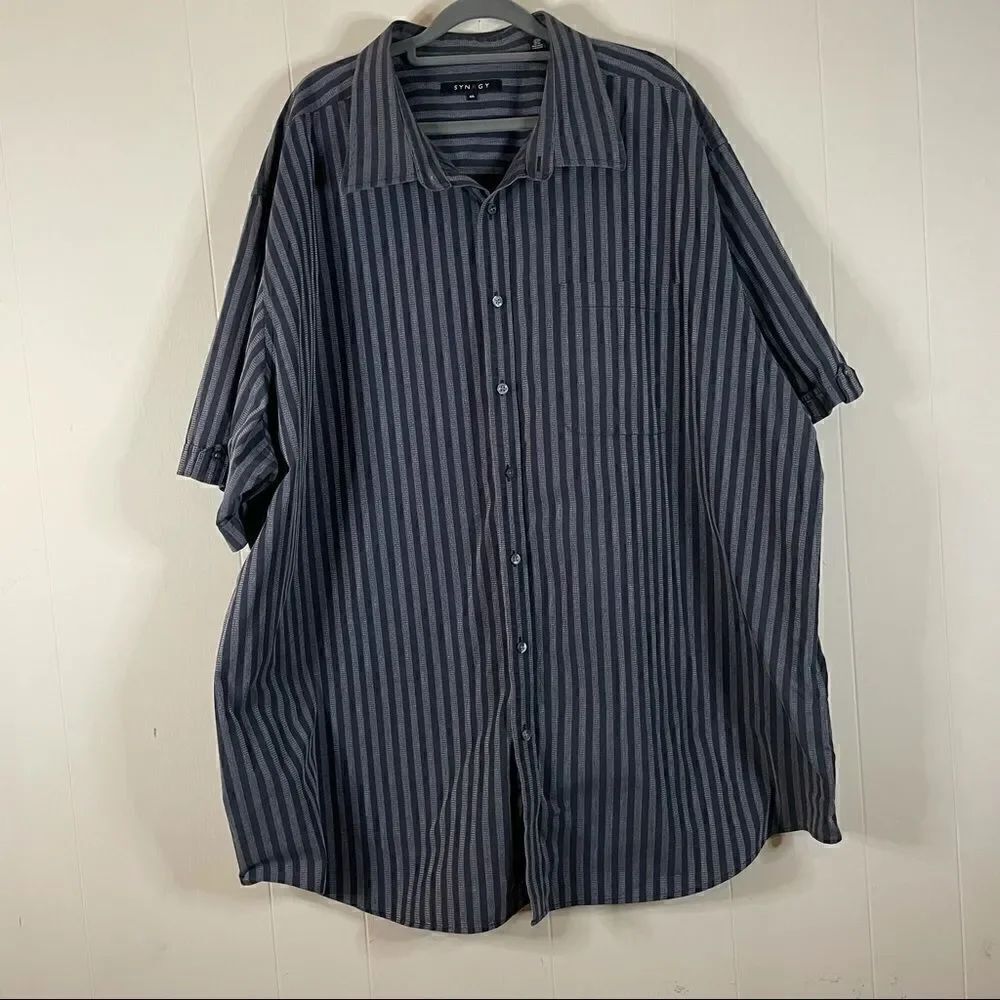 SYNRGY Black Striped Button Down Shirt 4 XL
